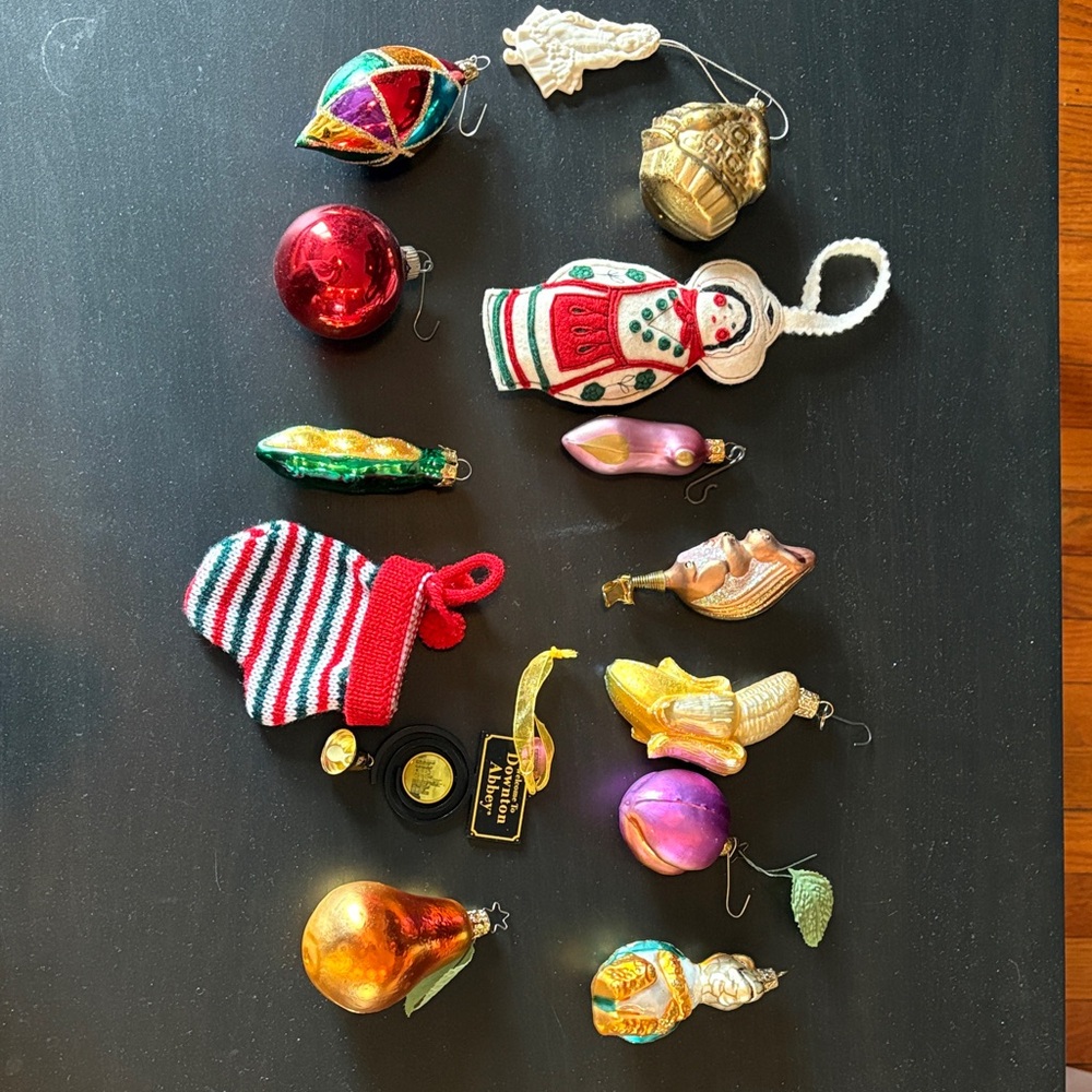 Vintage Glass Christmas Ornament Lot - Multicolor Holiday Collection